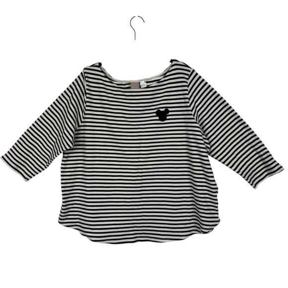 H&M Disney Top Women 2XL Brown White Stripe Velvet Mickey Classic Minimalist - Picture 1 of 11